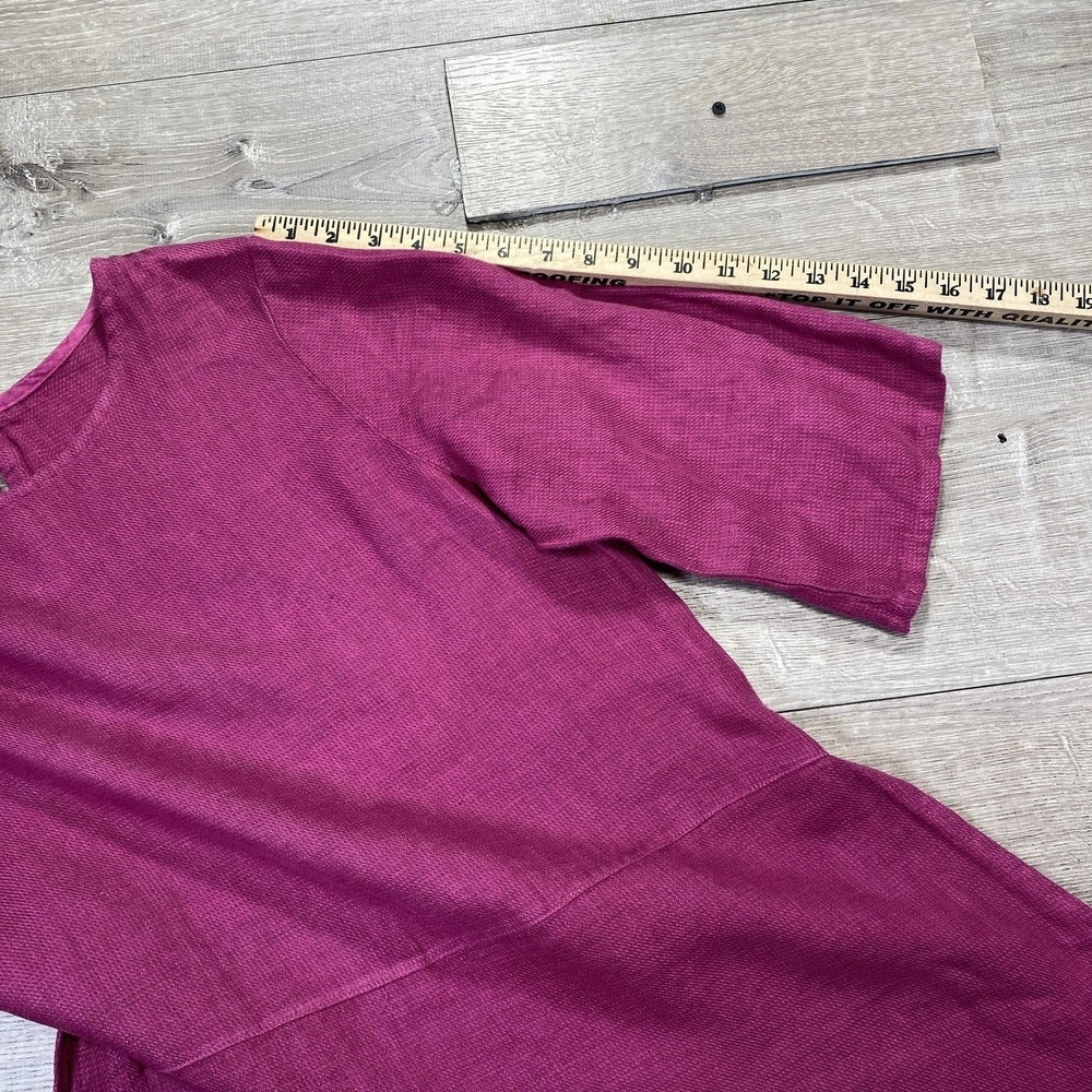 Bryn Walker Tunic Top Womens XS Magenta Linen 3/4 Sleeve A-Line Made USA Keyhole - Picture 11 of 15